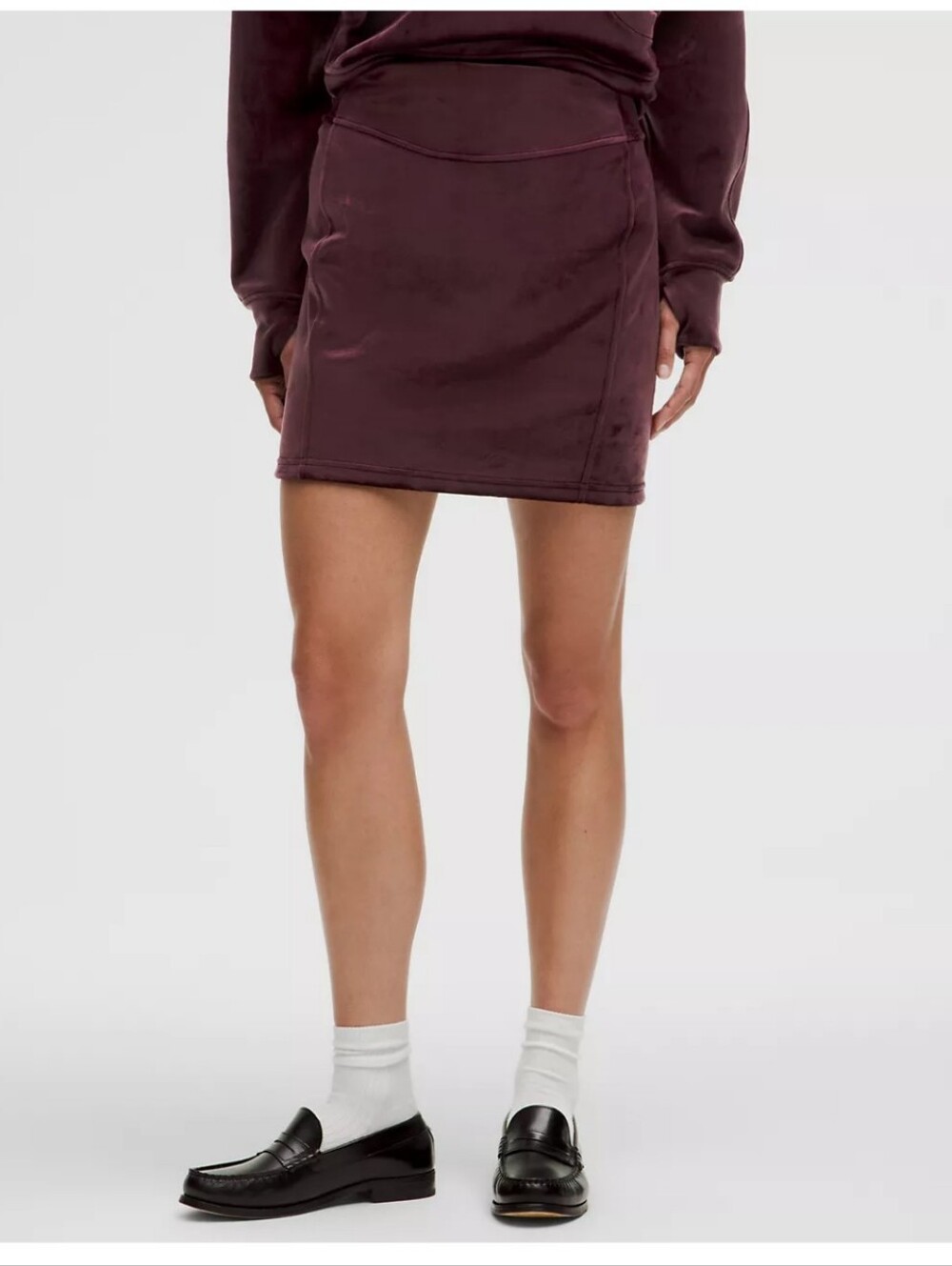 Velvet Mini Skirt in Deep Plum